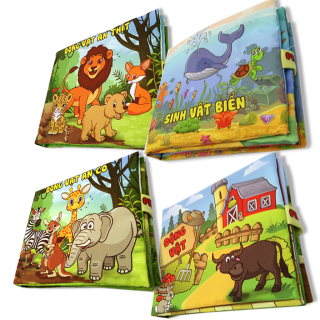 Bộ 4 sách vải cho bé chơi mà học Pipo - Động vật và Sinh vật biển thumbnail