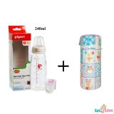 Bộ Bình sữa Pigeon thủy tinh 240ml cổ chuẩn nội địa và Bình ủ sữa đơn Hello Baby