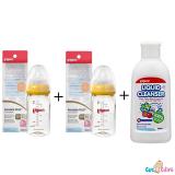Bộ cặp bình sữa pigeon nhựa ppsu plus cổ rộng 160ml + nước rửa bình sữa chai pigeon 200ml