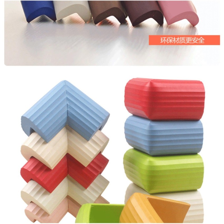 [HCM]Bộ combo 4 miếng xốp cao su vuông mềm CÓ VÂN SỌC bịt Góc Nhọn Bàn giường bảo vệ an toàn cho bé. LZD3-BG01