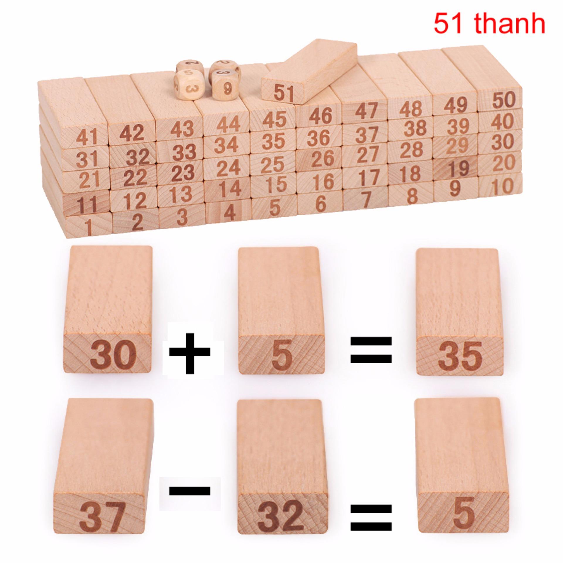 [HCM]Bộ đồ chơi rút gỗ số 54 thanh(Kem)