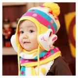 Bộ Mũ Khăn Len Họa Tiết tai thỏ
