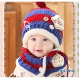 Bộ mũ khăn len lót lông hoàng tử cho bé