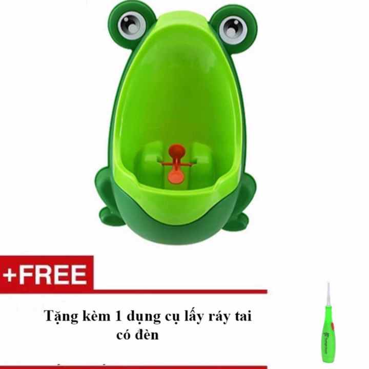 Bô tiểu thông minh hình chú ếch cho bé(Xanh) + Tặng kèm 1 dụng cụ lấy ráy tai có đèn
