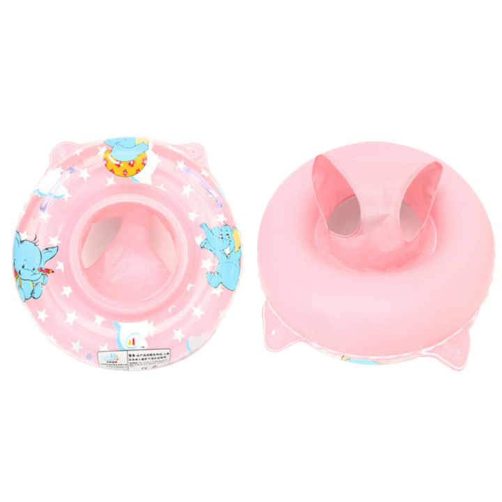 Cartoon Elephant Baby Infant Inflatable Seat Security Swimming Pool Float Swim Ring Under Arm Bath Ring with Handle Pink
