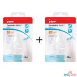 Combo 2 vỉ Ty bình sữa Pigeon Silicone Plus cổ rộng size M - 2 cái/vỉ