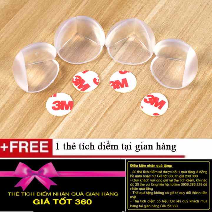 Combo 4 miếng silicon bọc bàn an toàn tiện lợi + Tặng kèm 1 thẻ tích điểm Giá Tốt 360