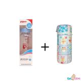 Combo Bình sữa Pigeon hình 240ml cổ thường + Bình ủ sữa đơn Hello Baby