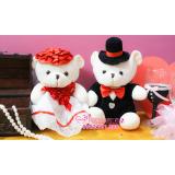 [HCM]GẤU BÔNG CẶP ĐÔI CÔ DÂU CHÚ RỂ ĐỎ (23cm)