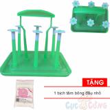 Giá úp phơi bình sữa nhựa vuông đế vuông - Việt Nam Tặng 1 gói tăm bông đầu nhỏ