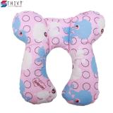 Gối Kê Cổ Tai Thỏ Cho Bé Yêu 07 THIVI (Hồng - Vòng tròn)