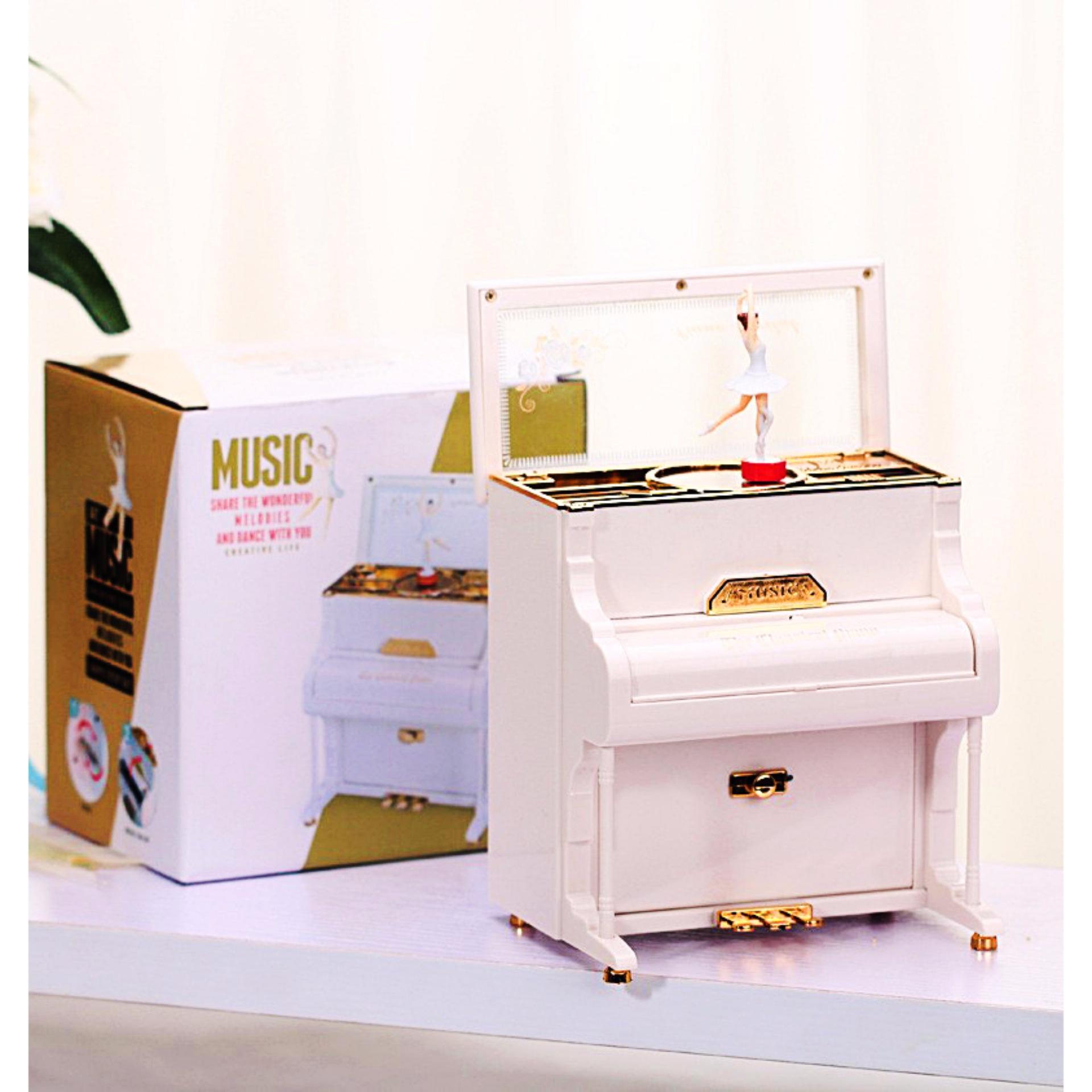 [HCM SHIP NHANH]Hộp nhạc piano vũ công V.3 (màu trắng)