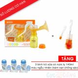 Máy hút sữa WESSER bằng tay + 1 cọ rửa bình sữa  TẶNG 3 bình trữ sữa có núm ty 140ml kèm van chống sặc màu ngẫu nhiên