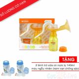 Máy hút sữa WESSER bằng tay + TẶNG 2 bình trữ sữa có núm ty 140ml kèm van chống sặc màu ngẫu nhiên - may hut sua