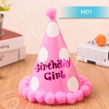 Mũ sinh nhật chấm bi hồng cho bé gái MS01
