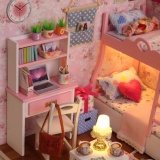 Đồ chơi bé gái - Mô hình nhà gỗ  lắp ráp , Nhà Búp Bê Barbie Lắp ghép bằng gỗ có đèn Led- Mood Of Love