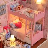 Đồ chơi bé gái - Mô hình nhà gỗ  lắp ráp , Nhà Búp Bê Barbie Lắp ghép bằng gỗ có đèn Led- Mood Of Love
