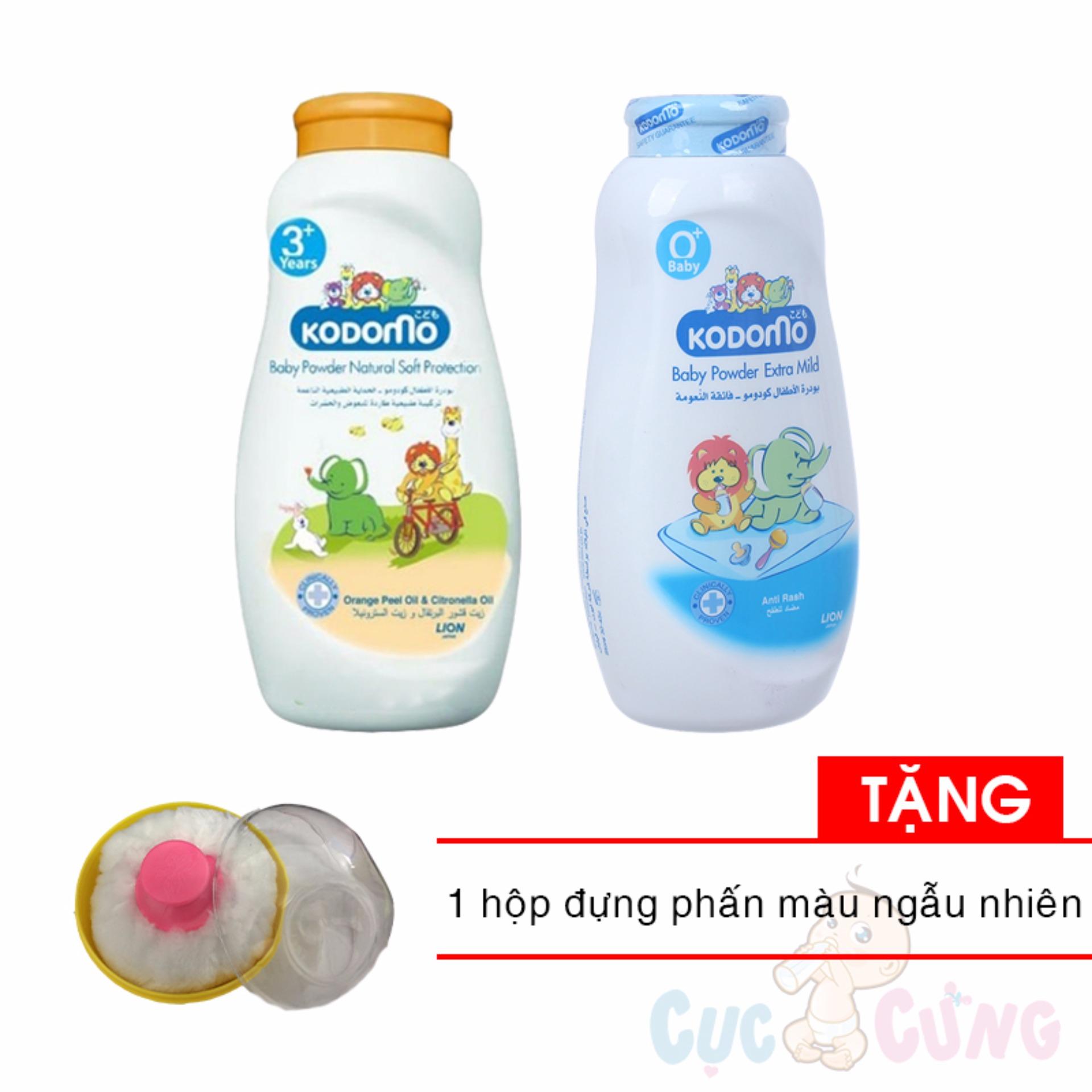 Phấn ngừa rôm sẩy Kodomo 160g + Phấn chống côn trùng Kodomo 160g Tặng Hộp đựng phấn