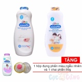 Phấn ngừa rôm sẩy Kodomo 400g - Extra Mild (xanh) + Phấn chống côn trùng Kodomo 400g -  Protection (cam) Tặng 1 hộp phấn dưỡng ẩm Kodomo 50g + hộp đựng phấn