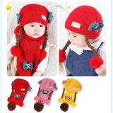 SET KHĂN+ MŨ LEN TÓC GIẢ SIÊU CUTE (VÀNG)