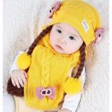 SET KHĂN+ MŨ LEN TÓC GIẢ SIÊU CUTE (VÀNG)