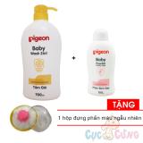 Sữa tắm gội Pigeon hoa hướng dương 700ml + Phấn rôm Pigeon 100gr Tặng 1 Hộp đựng phấn rôm màu ngẫu nhiên - sua tam goi