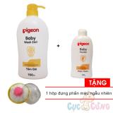 Sữa tắm gội Pigeon hoa hướng dương 700ml + Phấn thơm Pigeon cho bé 100g Tặng 1 Hộp đựng phấn rôm màu ngẫu nhiên
