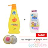 Sữa tắm gội Wesser 500ml - Cam + Phấn dưỡng ẩm cho trẻ Kodomo 180g - hồng Tặng 1 Hộp đựng phấn rôm màu ngẫu nhiên