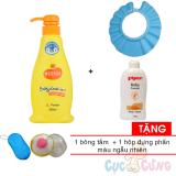 Sữa tắm gội Wesser 500ml - Cam + Phấn thơm Pigeon cho bé 100g + 1 nón tắm màu ngẫu nhiên Tặng Hộp đựng phấn + bông tắm màu ngẫu nhiên
