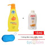 Sữa tắm gội Wesser 500ml - Cam + Phấn thơm Pigeon cho bé 100g Tặng Bông tắm màu ngẫu nhiên
