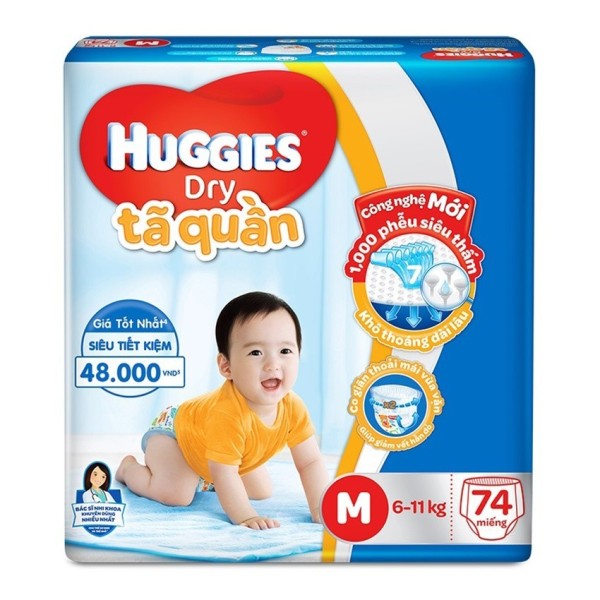 Giá bán Tã quần Huggies Dry Pants Super Jumbo M74 (5-10kg) - Bao bì mới