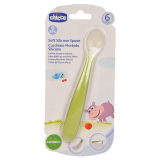 Thìa ăn silicone 6M+ Chicco 68285 (Xanh)