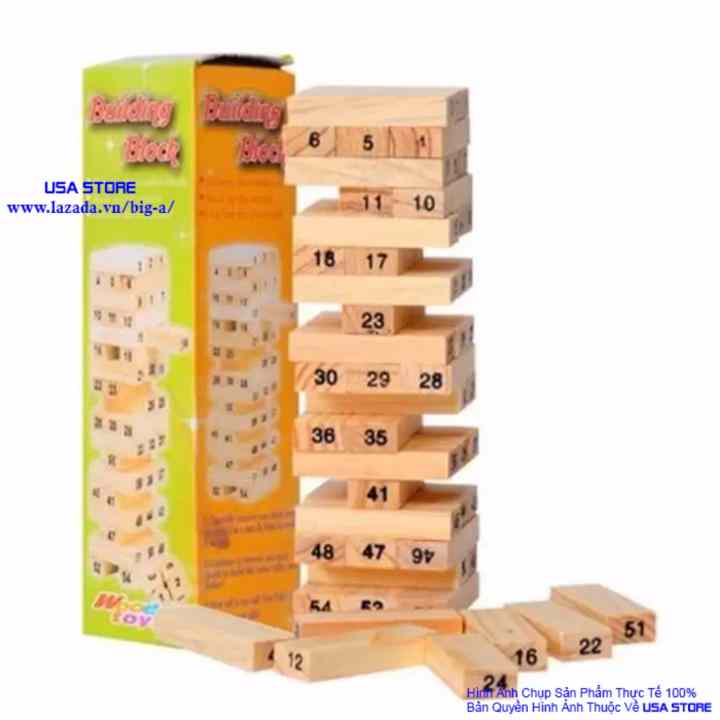 Trò chơi rút gỗ 54 thanh USA Store (Nâu gỗ)