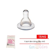 Ty bình sữa Pigeon Silicone cổ thường size L - đơn Tặng 1 gói tăm bông đầu nhỏ - num vu binh sua pigeon co thuong
