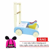 Xe tập đi bằng gỗ 3 đầu hình thú Song Son Tặng 1 nón tập đi cho bé Headguard hàng công ty bảo hành 1 năm - màu dành cho bé gái - xe tap di cho be