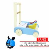 Xe tập đi bằng gỗ 3 đầu hình thú Song Son Tặng 1 nón tập đi cho bé Headguard hàng công ty bảo hành 1 năm - màu dành cho bé trai - xe tap di cho be