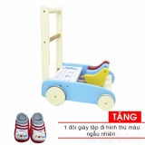 Xe tập đi bằng gỗ Song Son Tặng 1 đôi giày tập đi hình thú ngẫu nhiên