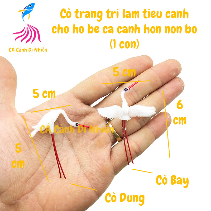 COMPO 4 Cò trang trí làm tiểu cảnh cho hồ bể cá size nhỏ bằng nhựa(2 cò đứng+2 cò bay)