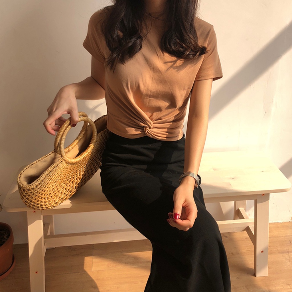 3 colors women twist crop top