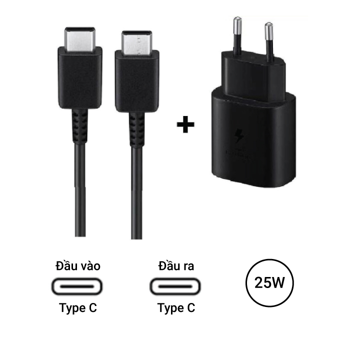 Bộ sạc SS sạc nhanh PD25W type C to type C dùng cho note 10 note 10 plus s20 s22
