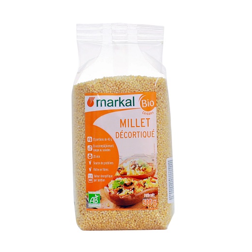 Hạt kê hữu cơ đã bóc vỏ markal 500g