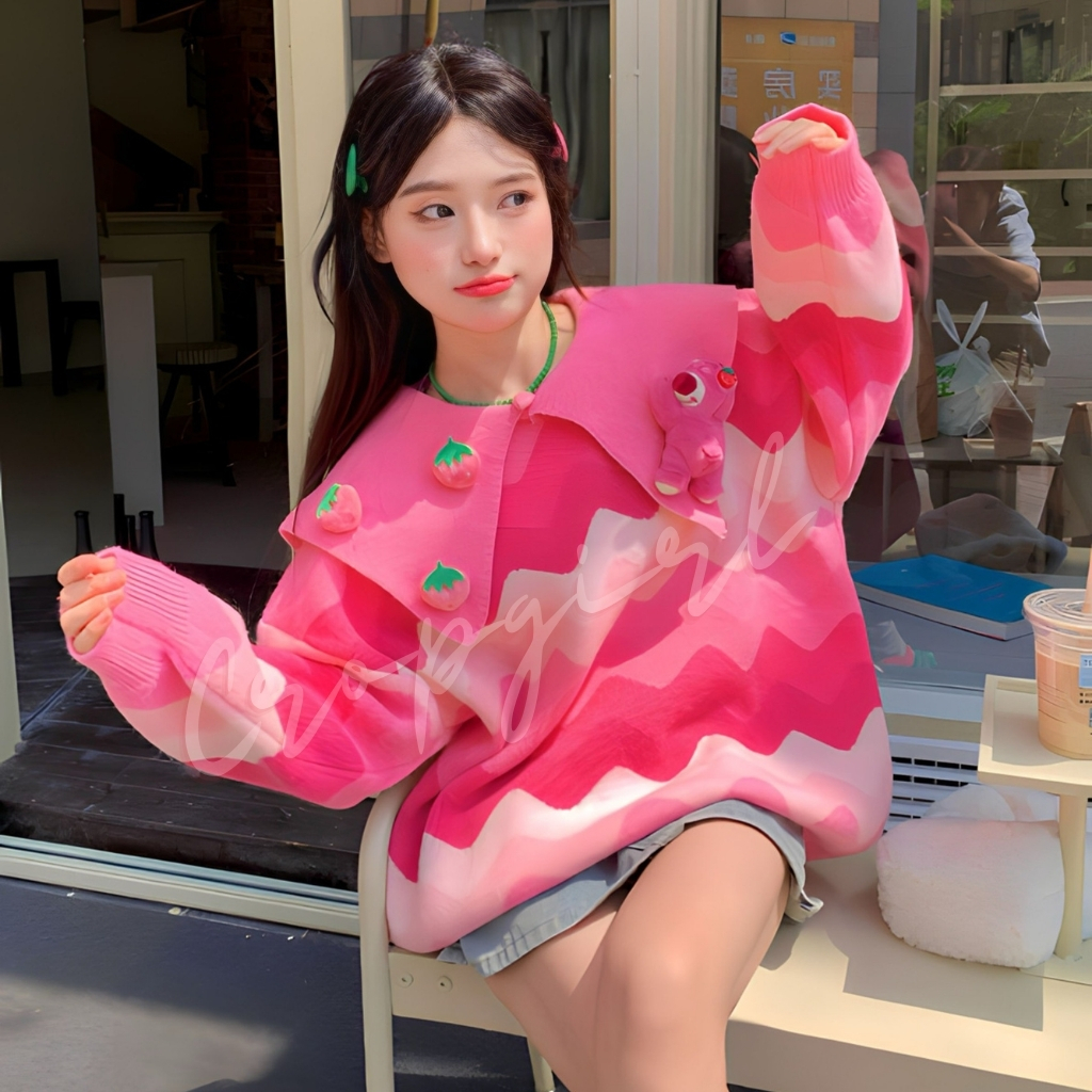 Áo len Quảng Châu Gấu dâu cute