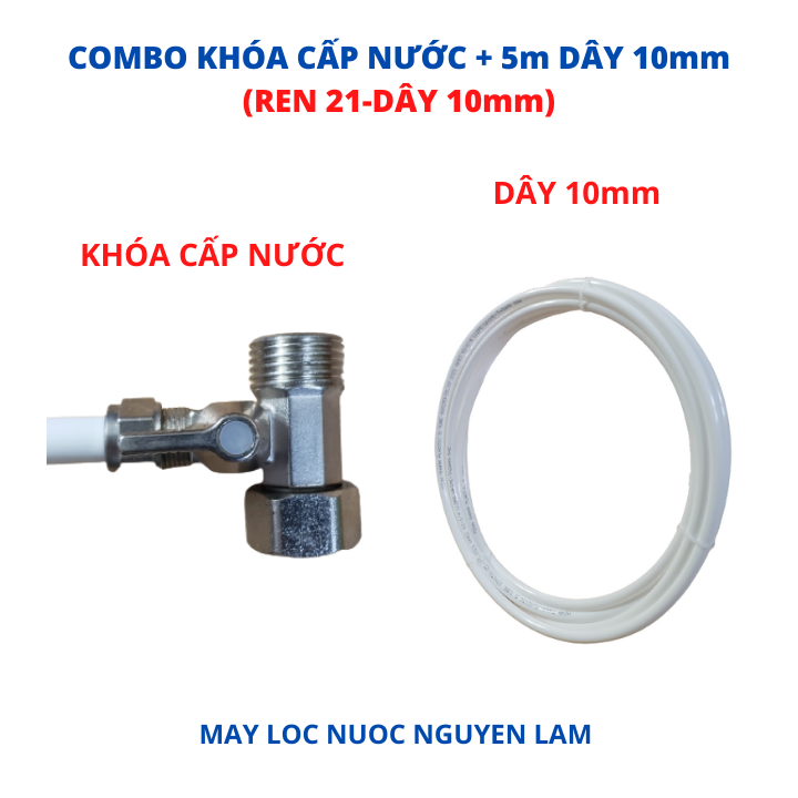 (HCM) Khóa Cấp Nước Đúc Liền Ren 21 Dây 10mm (Van Khóa Máy Lọc Nước)
