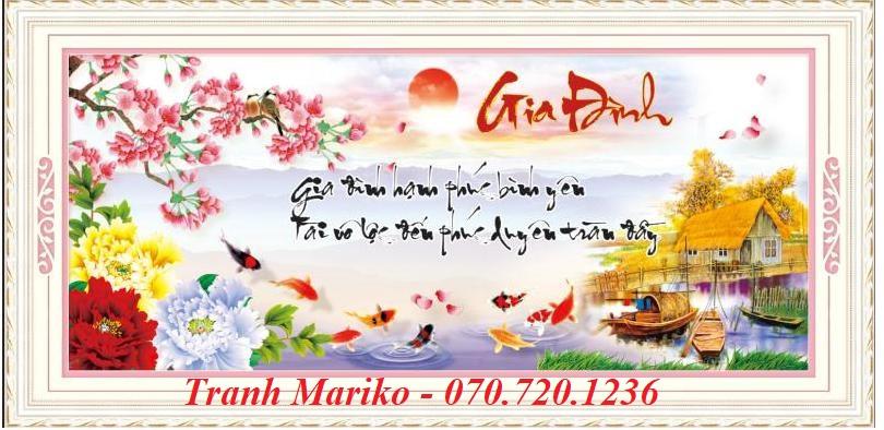 [HCM]Tranh thêu chữ thập GIA ĐÌNH " Gia đình hạnh phúc bình yênTài vô Lộc đến Phúc duyên tràn đầy " 53563 kích thước 90*45cm