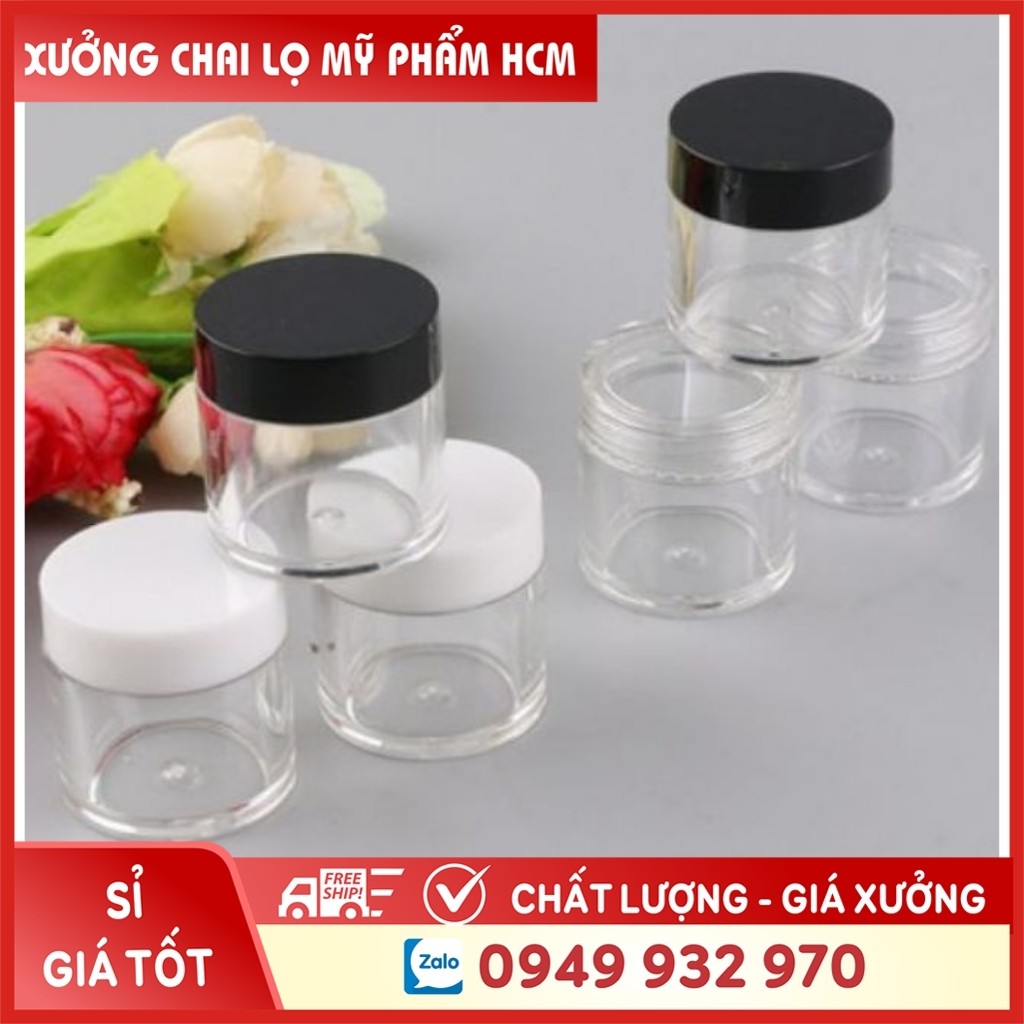 Combo 100 hủ nhựa ️ hủ nhựa cao chiết mỹ phẩm thân trong có lót 10g dùng chiết kem, chiết bột, chiết mỹ phẩm du lịch