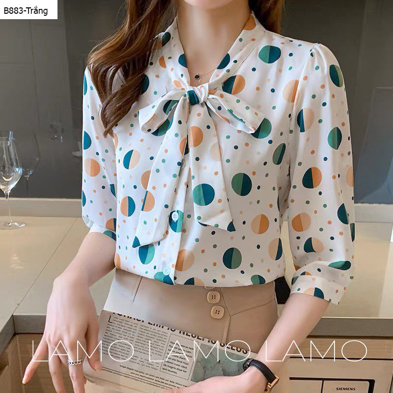 ÁO SƠ MI NỮ LỤA MANGO PHỐI NƠ -B883