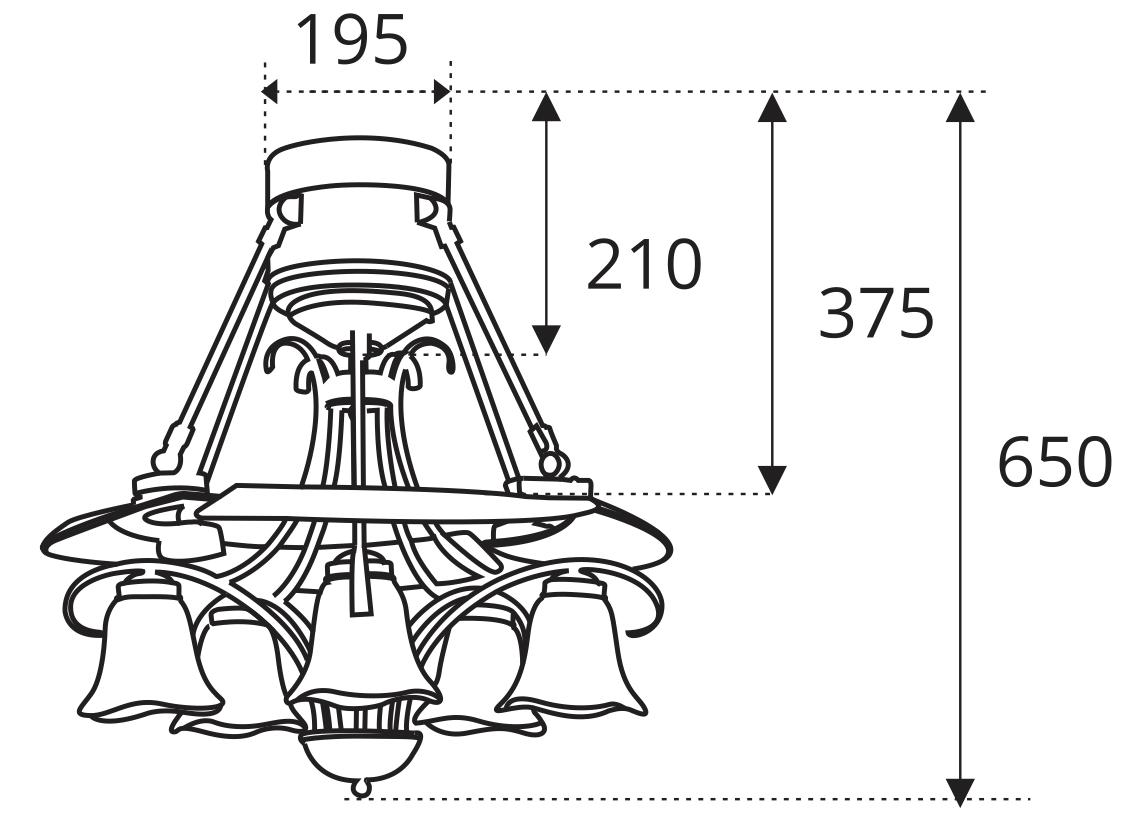 Quạt trần cánh xèo đèn QY002