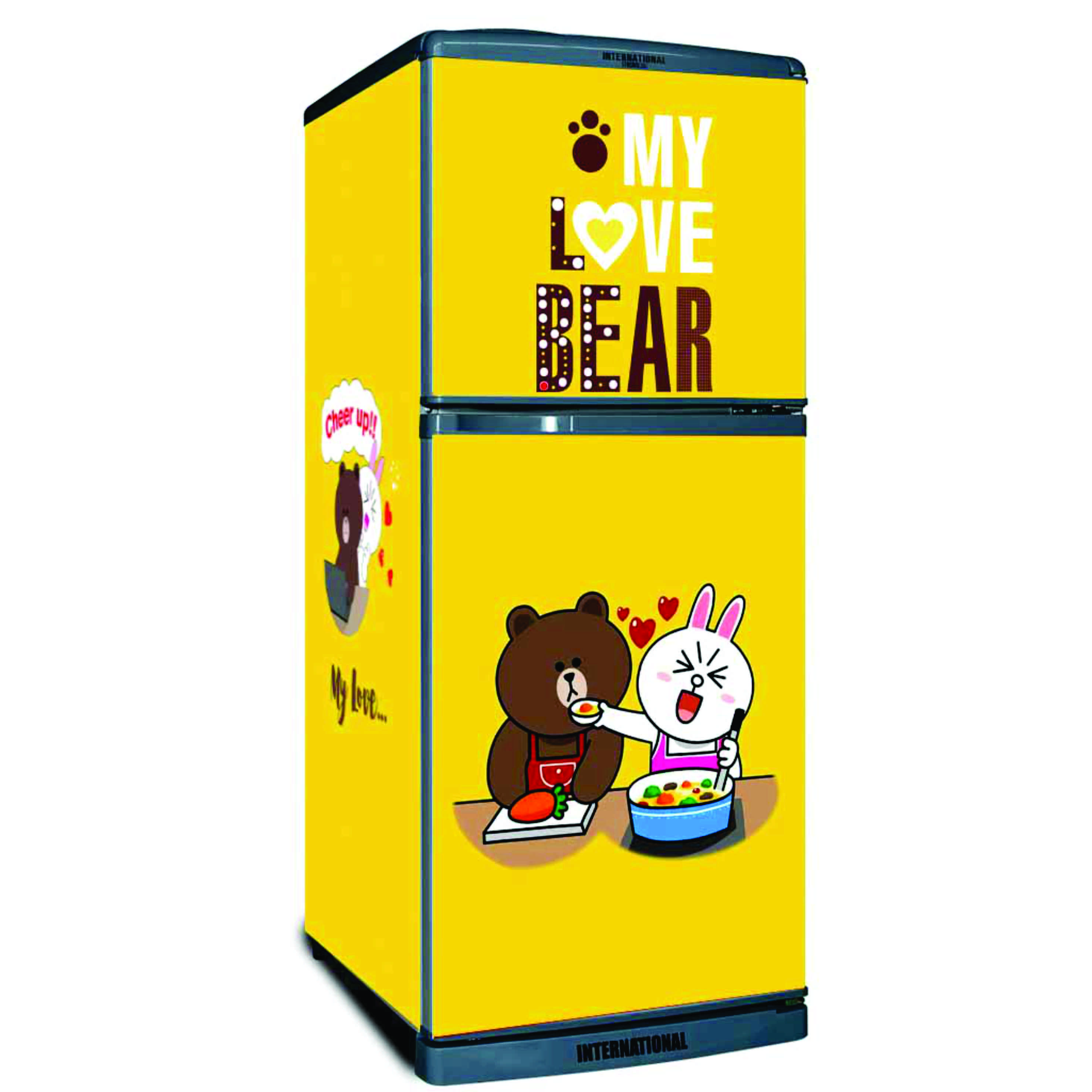 [HCM]Decal dán trang trí tủ lạnh gấu nâu và thỏ trắng (60cm x 160cm)