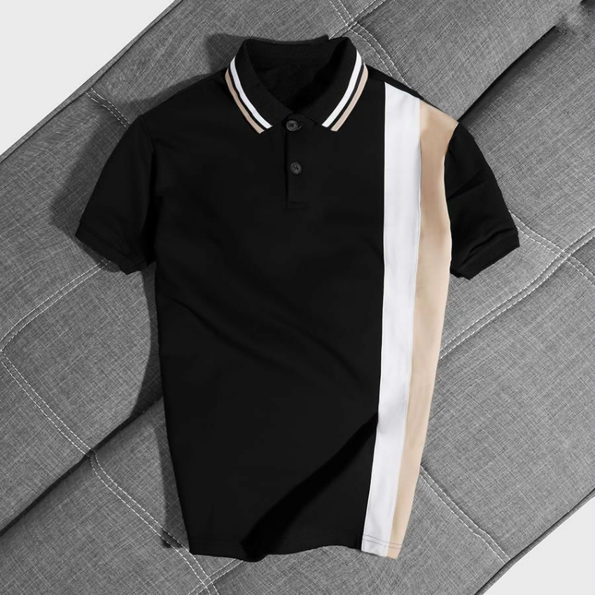 [HCM]Áo thun nam cổ bẻ sọc nâu trắng Thời trang TOP FASHION SHOP cao cấp thời trang