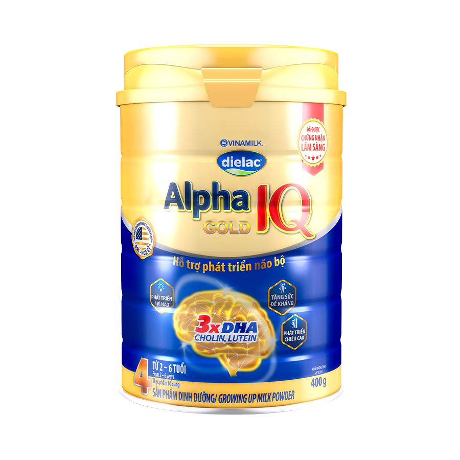 Sữa bột Vinamilk Dielac Alpha Gold IQ Step 4 - Hộp thiếc 900g cho trẻ từ